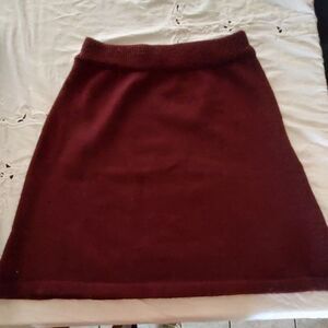 Knit burgundy sweater skirt.   NWOT  Unstretched waist is 12" flat.  Super cozy!